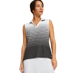 PUMA Golf Puma Womens MATTR Sleeveless Stripe Polo -Brands Sales Store 537496 01 mod01 15110.1679082957
