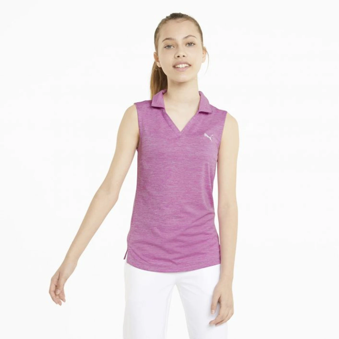 PUMA Golf Puma Girls Sleeveless Heather Polo 3 PUMA Golf Puma Girls Sleeveless Heather Polo
