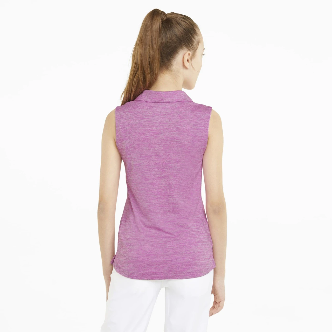 PUMA Golf Puma Girls Sleeveless Heather Polo 4 PUMA Golf Puma Girls Sleeveless Heather Polo - Image 2