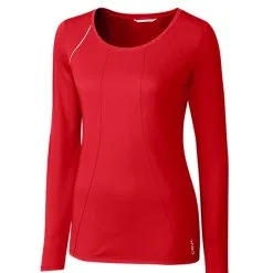 Cutter & Buck Ladies Long Sleeve Jaimie Scoop Neck Shirt -Brands Sales Store LBK00014 RD MANN HG 49033.1649713417