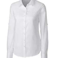 Cutter & Buck Women's Long Sleeve Epic Easy Care Mini Herringbone -Brands Sales Store LCW04149 WH MANN HG 46968.1668553449