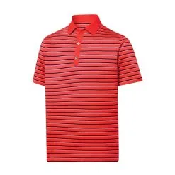 FootJoy Golf FootJoy Lisle Multi Stripe Self Collar Athletic Fit Polo -Brands Sales Store Lisle Multi Stripe Self Collar Athletic Fit Polo Red 91870.1675980133