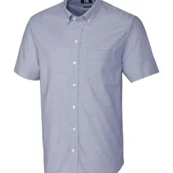 Cutter & Buck Short Sleeve Stretch Oxford Shirt -Brands Sales Store MCW00140 LTB MANN HG 27570.1637274508