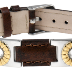 Sabona Brown Leather Gem Duet Magnetic Bracelet